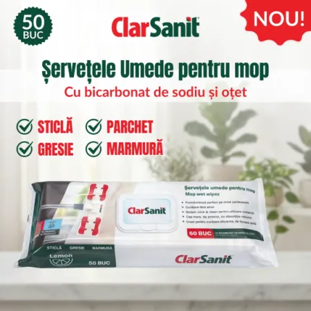 ClarSanit servetele umede pentru mop 50 bucati Lemon