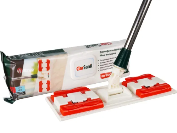 ClarSanit Set mop Clic&Clean + servetele umede cu bicarbonat 50bucati