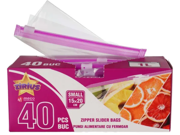 Pungi alimentare cu fermoar Zirius 1 litru 40 bucati