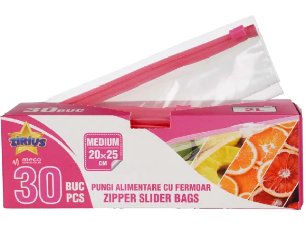 Pungi alimentare cu fermoar Zirius 2 litri 30 bucati