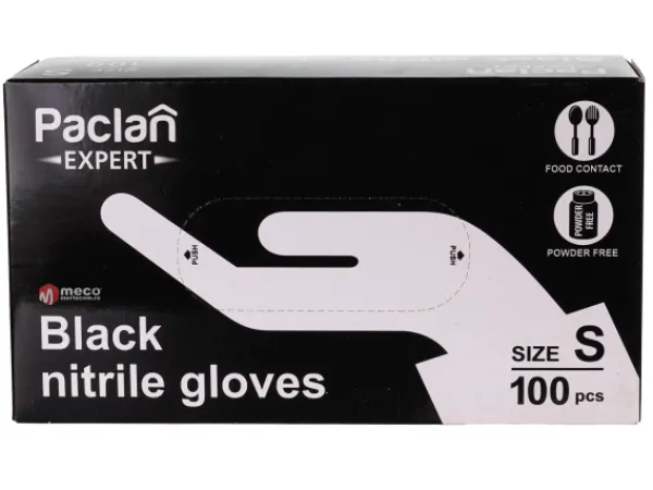 Manusi menaj negre fara talc Paclan 100buc (Small-S)