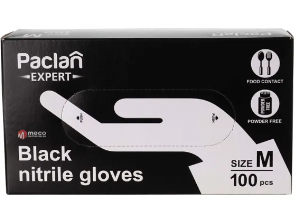 Manusi menaj negre fara talc Paclan 100buc (Medium-M)