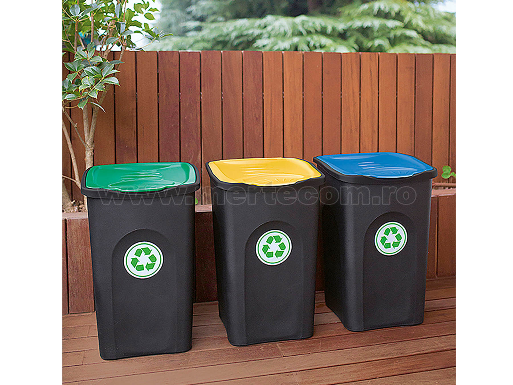 Cos gunoi colectare selectiva EcoGreen 50 litri H56cm (Alb) - imagine 6