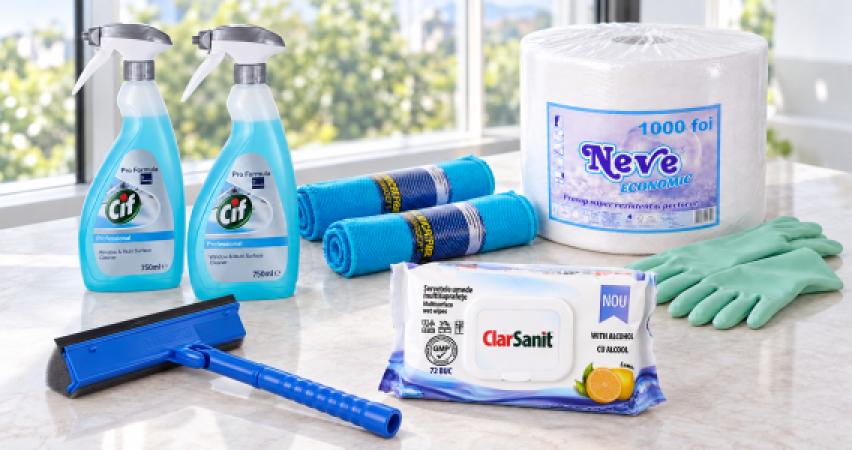 Pachet produse curățenie pentru geamuri