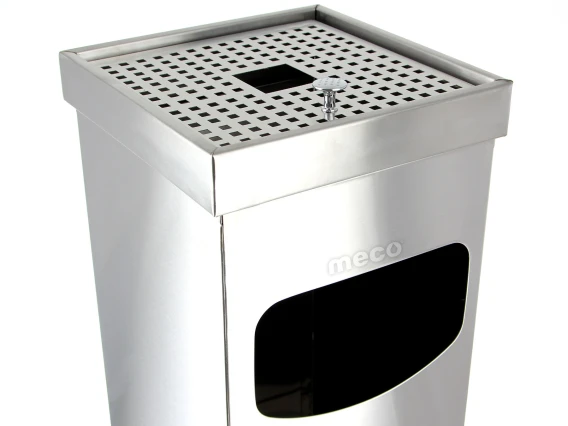 Cos gunoi scrumiera patrata inox satinat Meco 25cm H-64cm