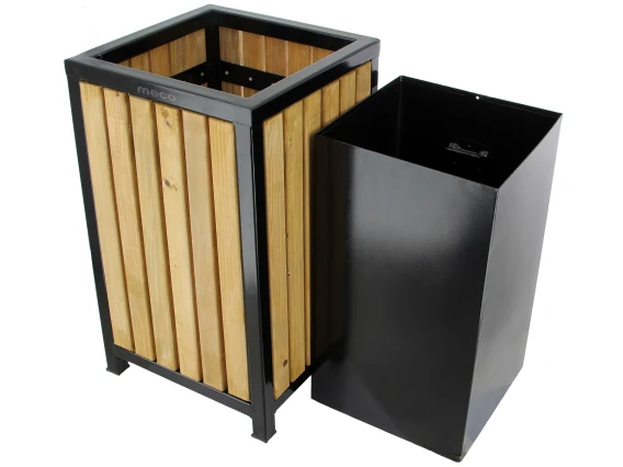 Cos gunoi stradal lemn Meco 50litri 36 x H-60cm