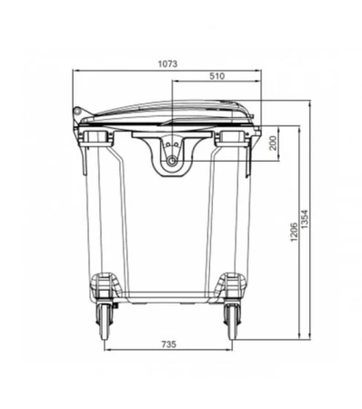Container plastic verde colectare selectiva 1100 litri