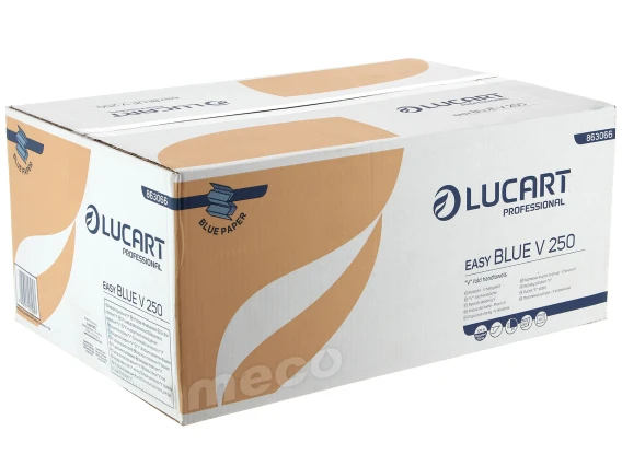 Prosop pliat in V albastru Lucart 21x25cm 1strat 250bucati
