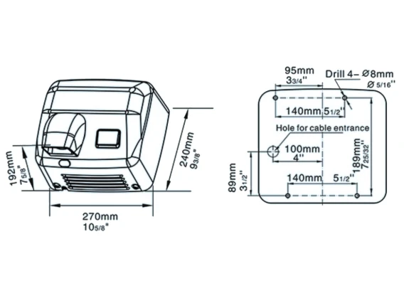 Uscător mâini inox satinat Meco HDS250 2500W