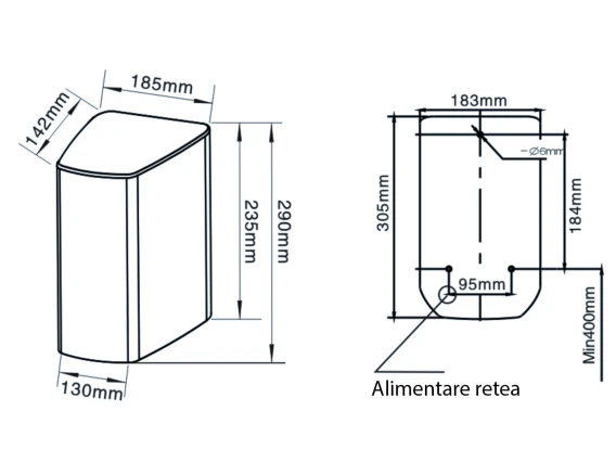 Uscător mâini inox satinat Meco 1200W HD120K