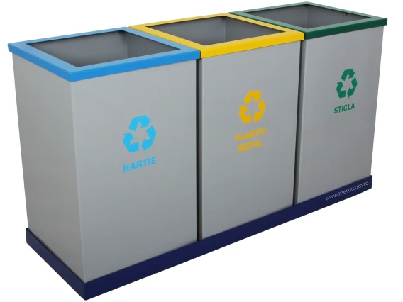 Cos colectare selectiva gri Meco 3x80litri H-63cm