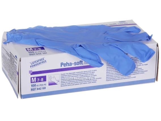 Manusi nitril nepudrate albastre Peha-soft 100buc L